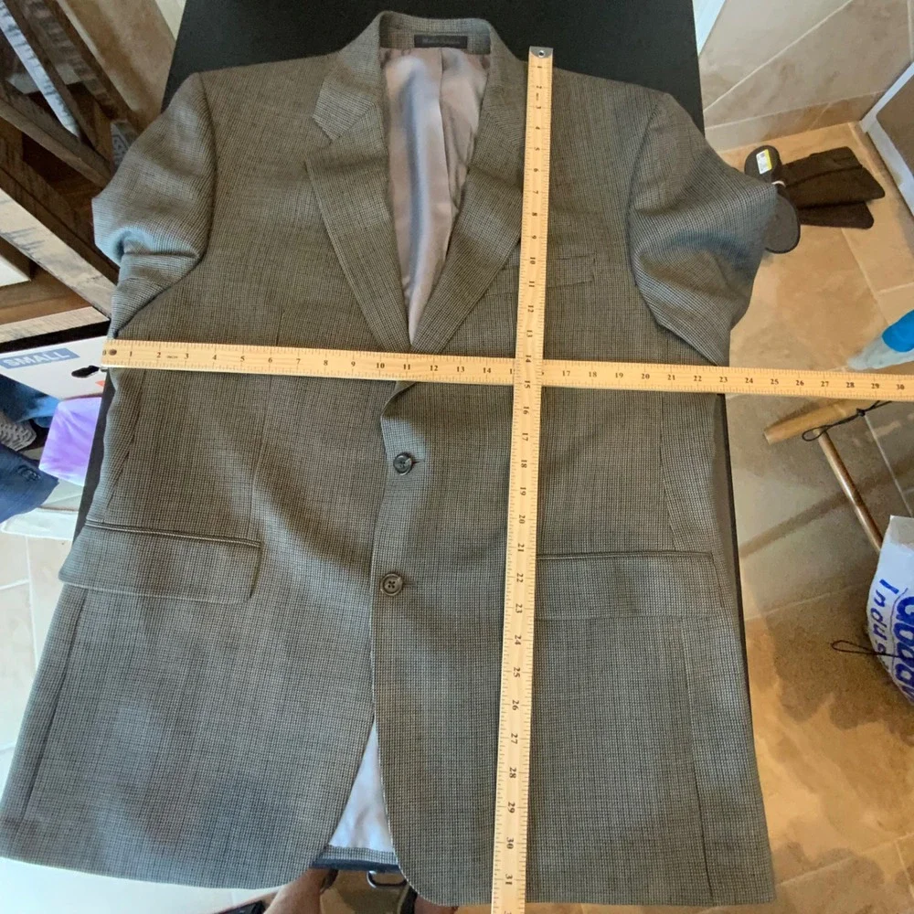 Ralph Lauren Men's Blazer Sport Coat Gray Houndstooth Two Button Size 42R‎